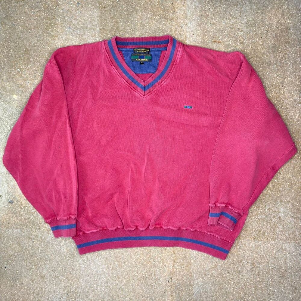 Vintage Alexander Julian Colours Men’s L V Neck Sweatshirt Red 90s